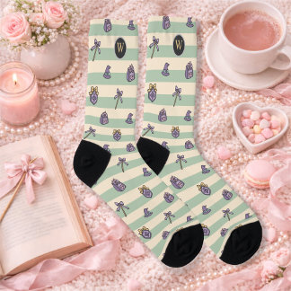 Personalized Bookish Girl Academy Wizard Green Socks