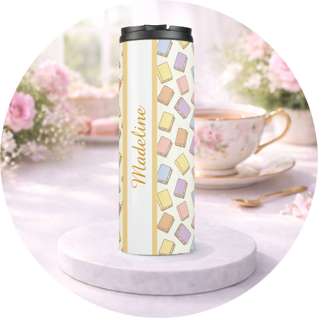 Personalized Bookish Girly Cream Cute Bow Name Thermal Tumbler (Creator Uploaded)