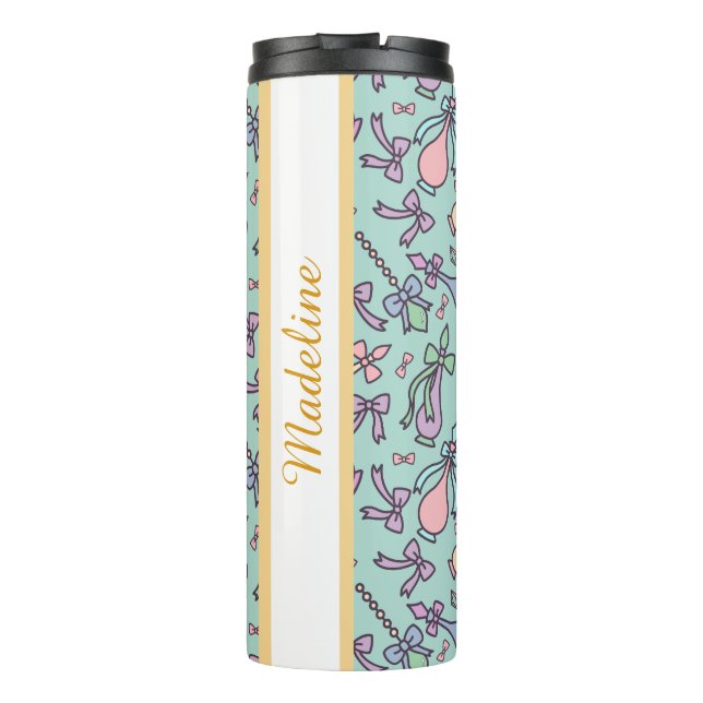 Personalized Bookish Girly Cute Bow Name Perfume Thermal Tumbler (Back)