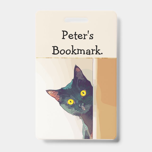 Personalized Bookmark with a Cat Motif & Quote Badge (Front)