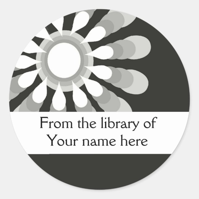 Personalized Bookplates (3) Modern Flower Classic Round Sticker (Front)