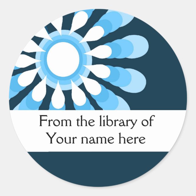 Personalized Bookplates (6) Modern Flower Classic Round Sticker (Front)