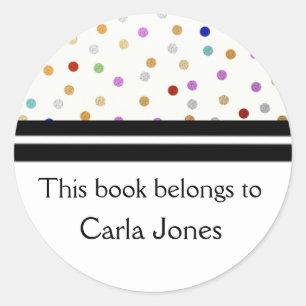 Personalized Bookplates - Colourful Dots Classic Round Sticker
