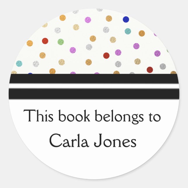Personalized Bookplates - Colourful Dots Classic Round Sticker (Front)