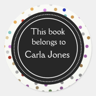 Personalized Bookplates - Colourful Dots Classic Round Sticker