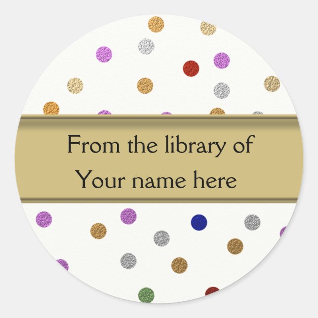 Personalized Bookplates - Colourful Dots Classic Round Sticker (Front)