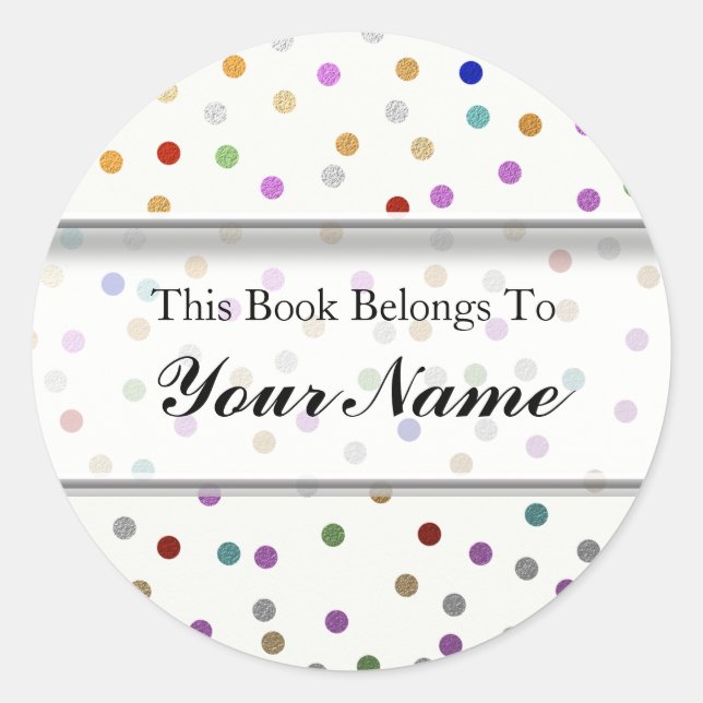 Personalized Bookplates - Colourful Dots Classic Round Sticker (Front)