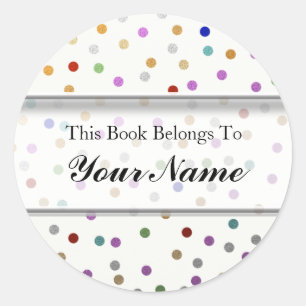 Personalized Bookplates - Colourful Dots Classic Round Sticker