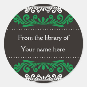 Personalized Bookplates - Colourful Flourishes Classic Round Sticker