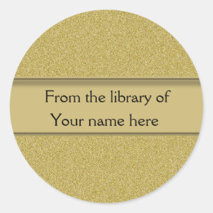 Personalized Bookplates   Gold Glitter Classic Round Sticker