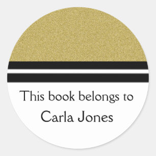 Personalized Bookplates   Gold Glitter Classic Round Sticker