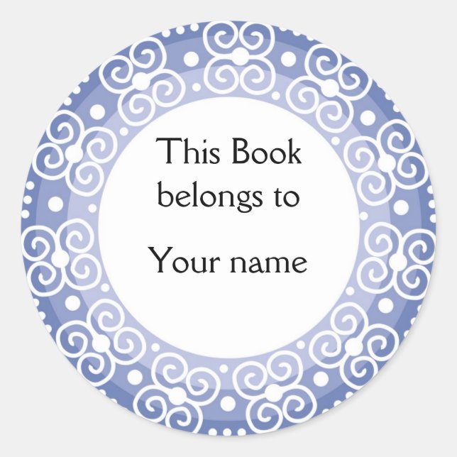 Personalized Bookplates :: Swirls & Dots Classic Round Sticker (Front)