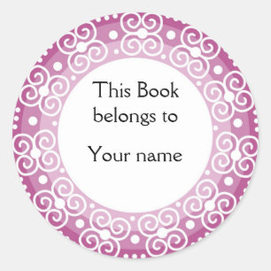 Personalized Bookplates :: Swirls & Dots Classic Round Sticker