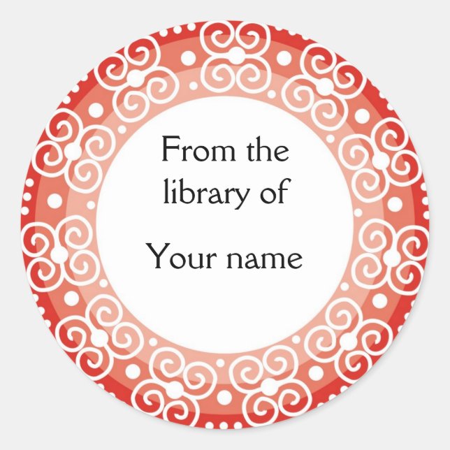 Personalized Bookplates :: Swirls & Dots Classic Round Sticker (Front)