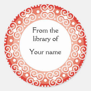 Personalized Bookplates :: Swirls & Dots Classic Round Sticker