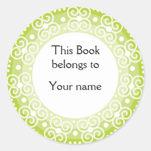 Personalized Bookplates :: Swirls & Dots Classic Round Sticker