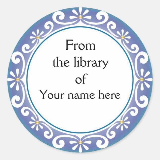 Personalized Bookplates - White Swirls Classic Round Sticker (Front)