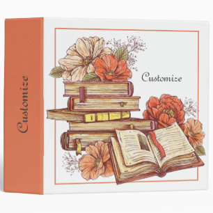Personalized Books And Flowers   Binder