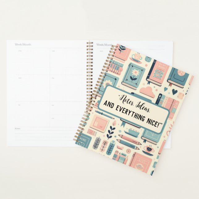 Personalized Books and plants pastel school Planner (Display)