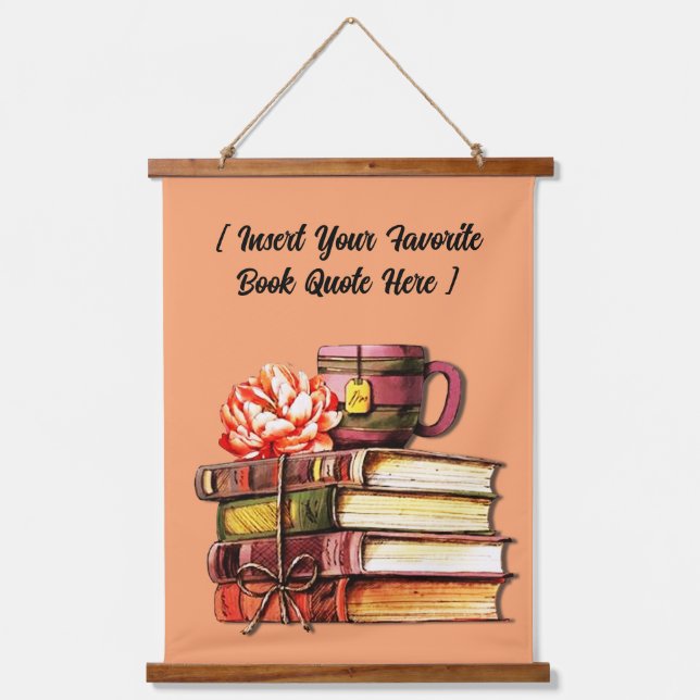 Personalized Books And Tea Peach Hanging Tapestry (Front)