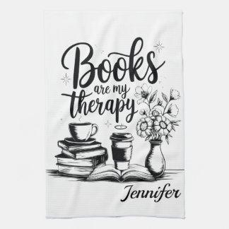 Personalized Books Are My Therapy Bookworms Kitchen Towel