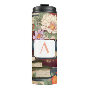 Personalized Books & Flowers with Monogram Thermal Tumbler