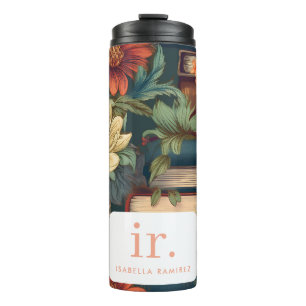 Personalized Books & Flowers with Name & Monogram Thermal Tumbler