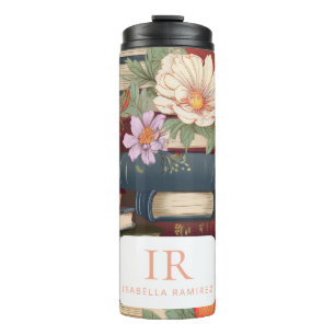 Personalized Books & Flowers with Name & Monogram Thermal Tumbler