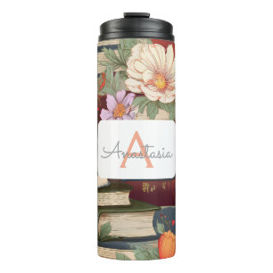Personalized Books & Flowers with Name & Monogram Thermal Tumbler