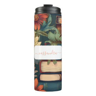 Personalized Books & Flowers with Name Thermal Tumbler