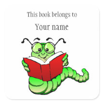 Personalized Bookworm Bookplate Sticker
