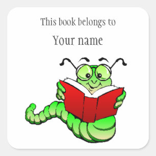 Personalized Bookworm Bookplate Sticker