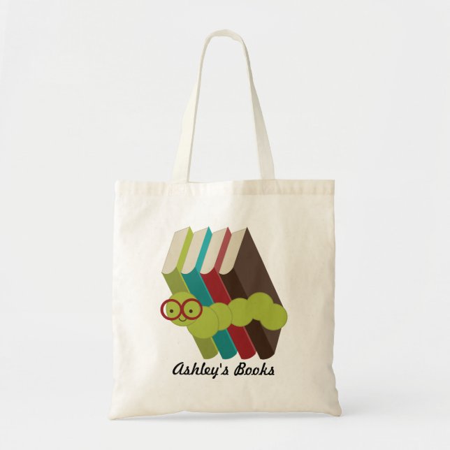Personalized Bookworm Library Tote Bag (Front)