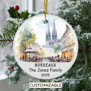 Personalized Bordeaux Ornament, France Ceramic Ornament