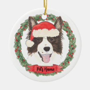 Personalized Border Collie Christmas Ceramic Ornament