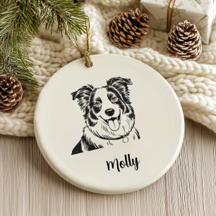 Personalized Border Collie Dog Christmas Ceramic Ornament