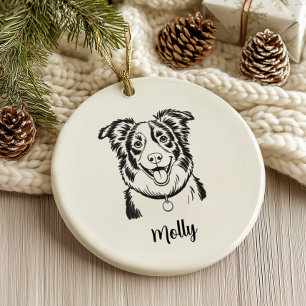 Personalized Border Collie Dog Christmas Ceramic Ornament