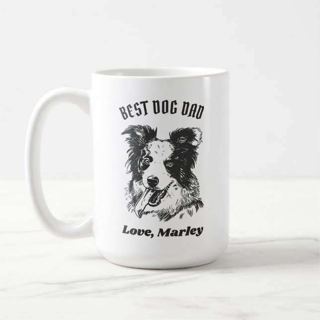 Personalized Border Collie Dog Dad Custom Name Coffee Mug (Left)