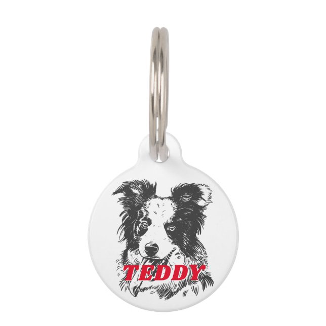 Personalized Border Collie Dog Lover Custom Name Pet Tag (Front)