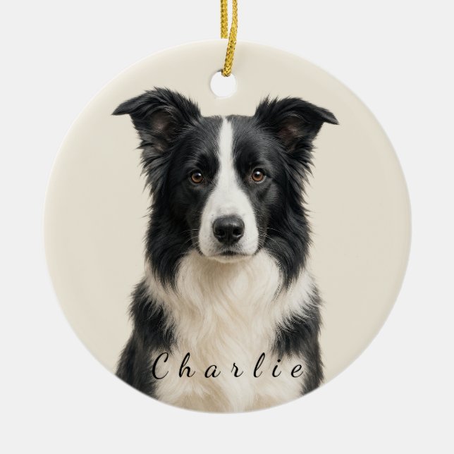 Personalized Border Collie Dog Ornament (Front)