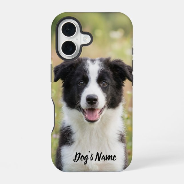Personalized Border Collie Photo and Name  iPhone 16 Case (Back)