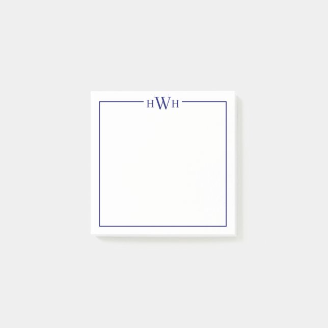 Personalized Border Monogram Stationery Post-it Notes (Front)