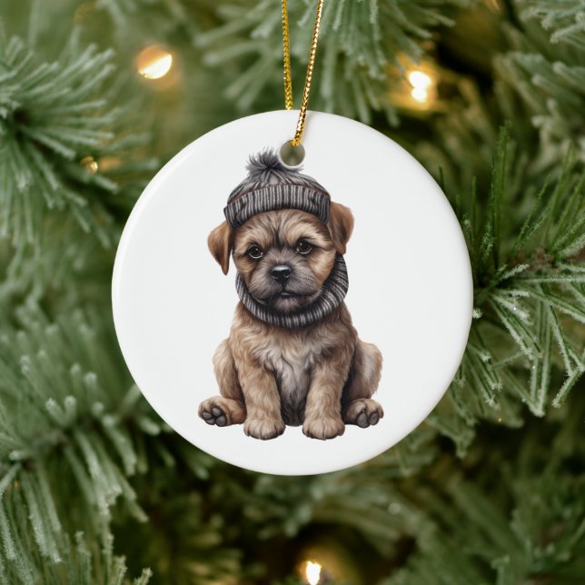 Personalized Border Terrier Dog Ceramic Ornament (Tree)