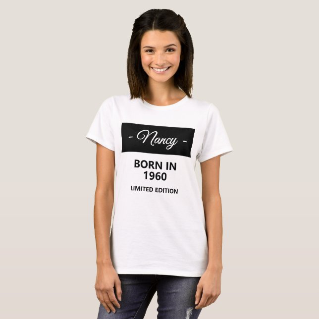 Personalized Born in 1960 Birthday T-Shirt (Front Full)