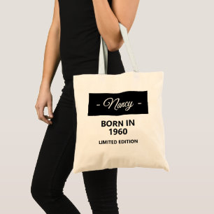 Personalized Born in 1960 Birthday Tote Bag