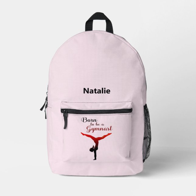 Personalized Born to be a Gymnast Printed Backpack (Front)