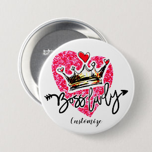 Personalized Boss Lady 3 Inch Round Button