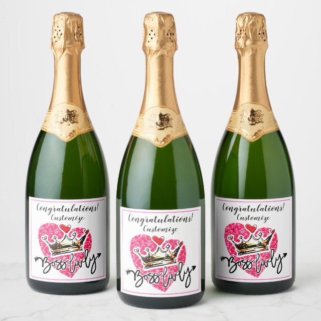Personalized Boss Lady Celebration Sparkling Wine Label (Bottles)