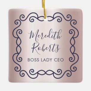 Personalized Boss Lady CEO Blush Metallic Keepsake Ceramic Ornament