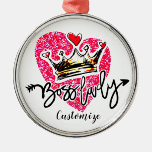 Personalized Boss Lady Metal Ornament